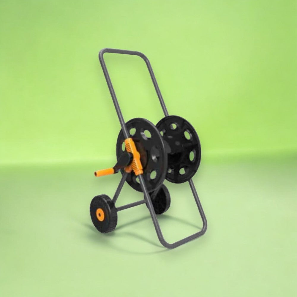 Carrello avvolgitubo in metallo per esterno con ruote