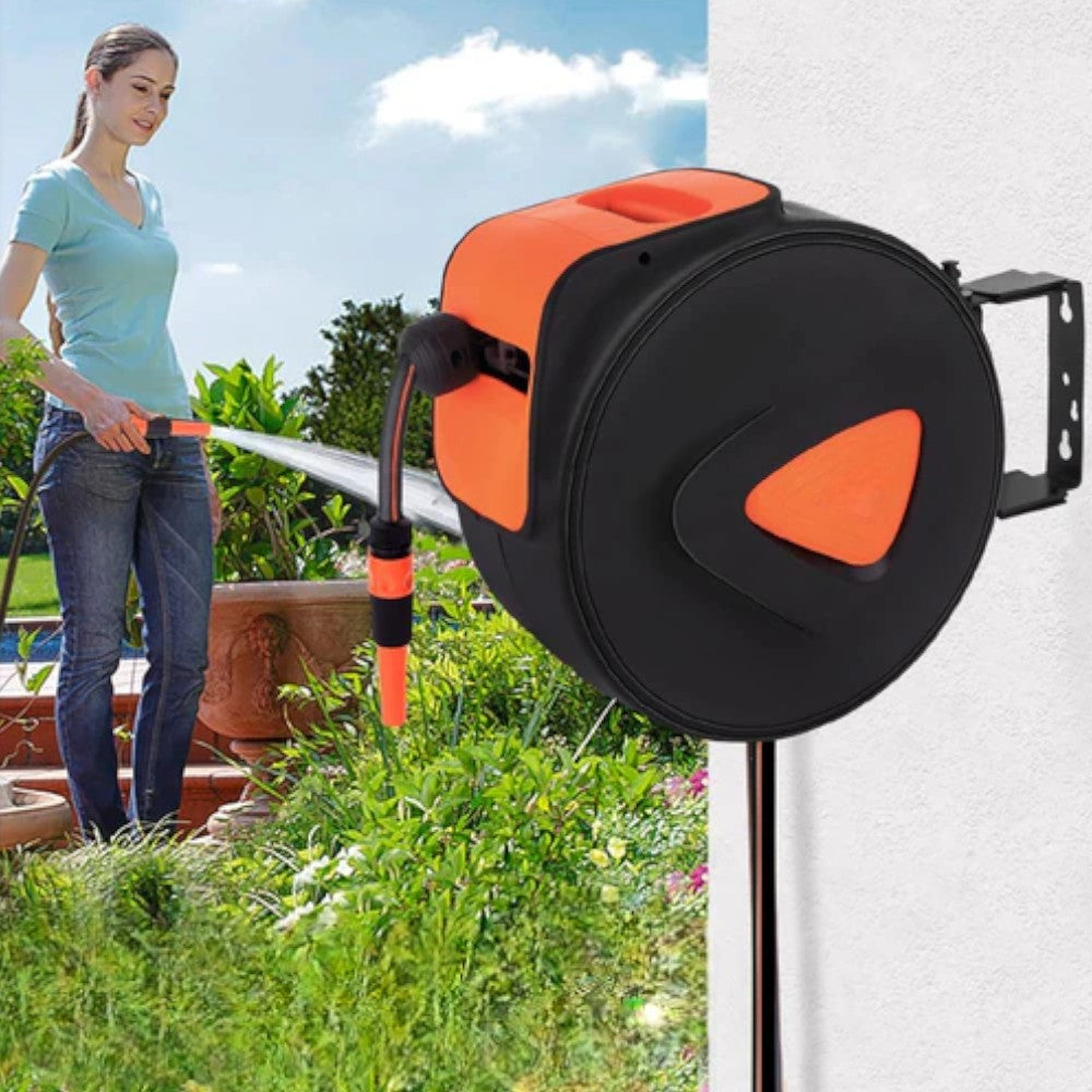 Avvolgitubo automatico da giardino completo di tubo 20 mt