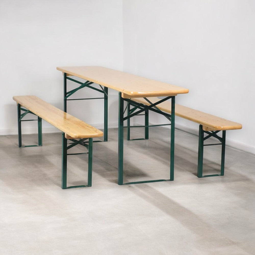 Set Birreria tavolo con panche chiudibili a 2 gambe 200x80xH76cm Garden Deluxe Collection