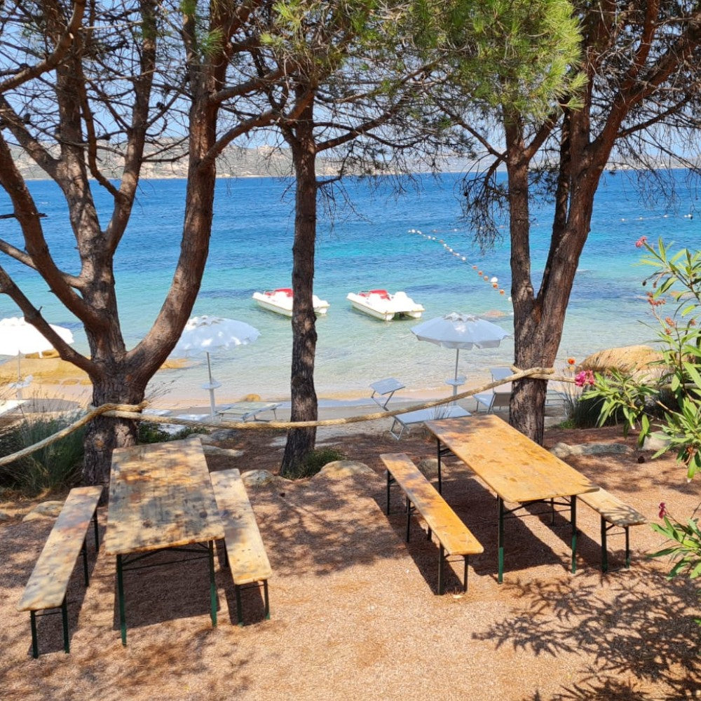 Set Birreria tavolo con panche chiudibili a 2 gambe 200x80xH76cm Garden Deluxe Collection