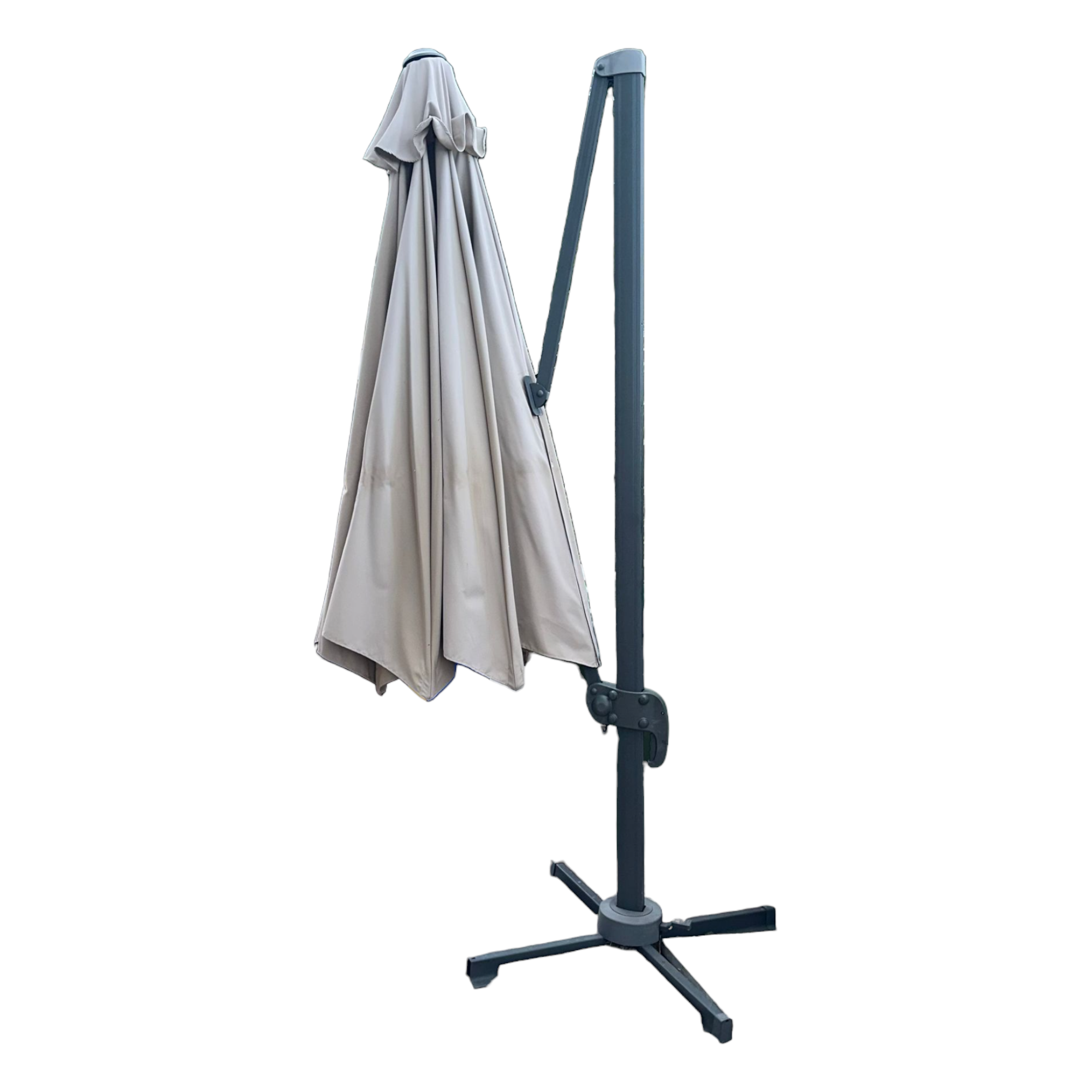 Ombrellone a da giardino a palo laterale in alluminio con telo tondo Ø350 cm in poliestere Premium Beige