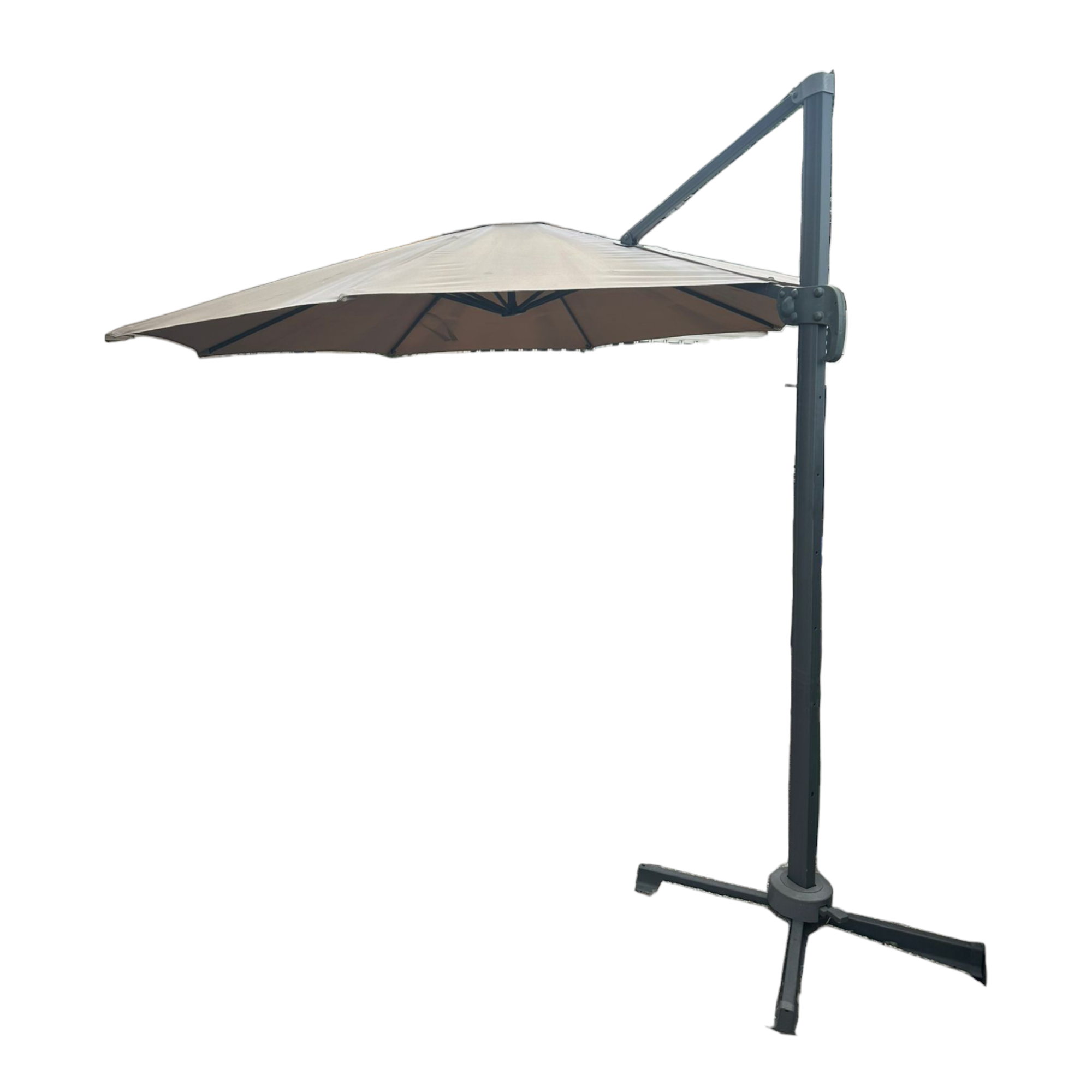 Ombrellone a da giardino a palo laterale in alluminio con telo tondo Ø350 cm in poliestere Premium Beige