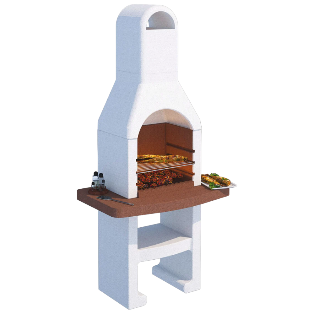 Barbecue prefabbricato in cemento con cappa e griglia Beton Brace
