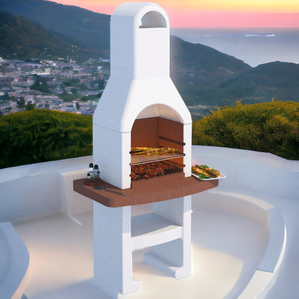 Barbecue prefabbricato in cemento con cappa e griglia Beton Brace