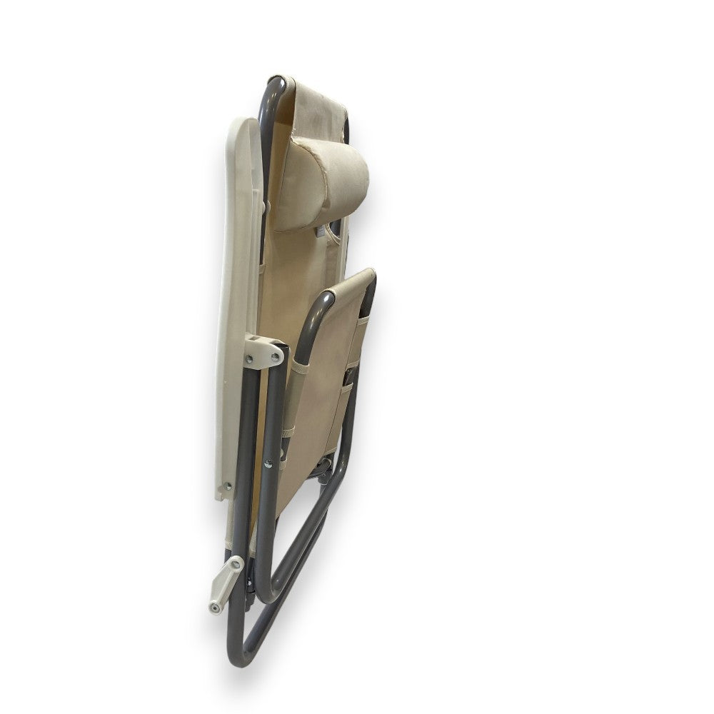 Spiaggina sdraio regolabile 2in1 lettino da spiaggia con braccioli e cuscino poggiatesta