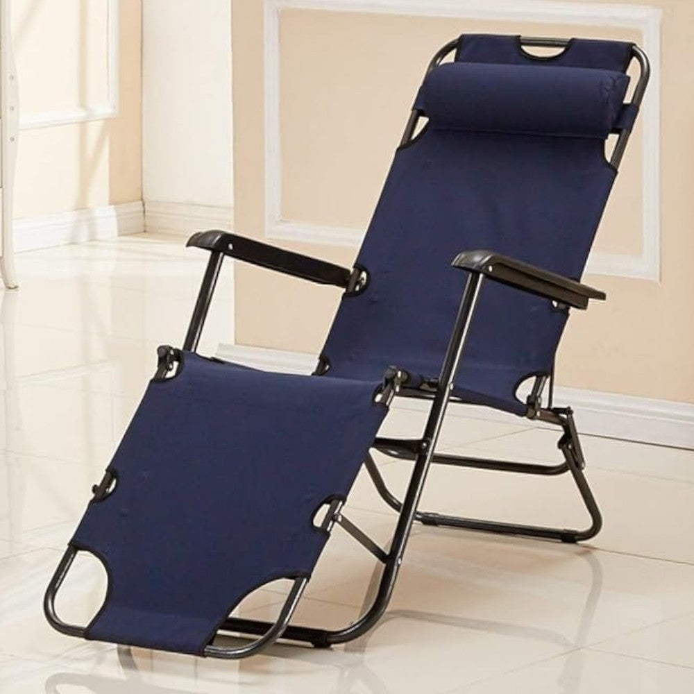 Sdraio per esterno e mare richiudibile con braccioli e cuscino struttura in acciaio e tessuto in oxford