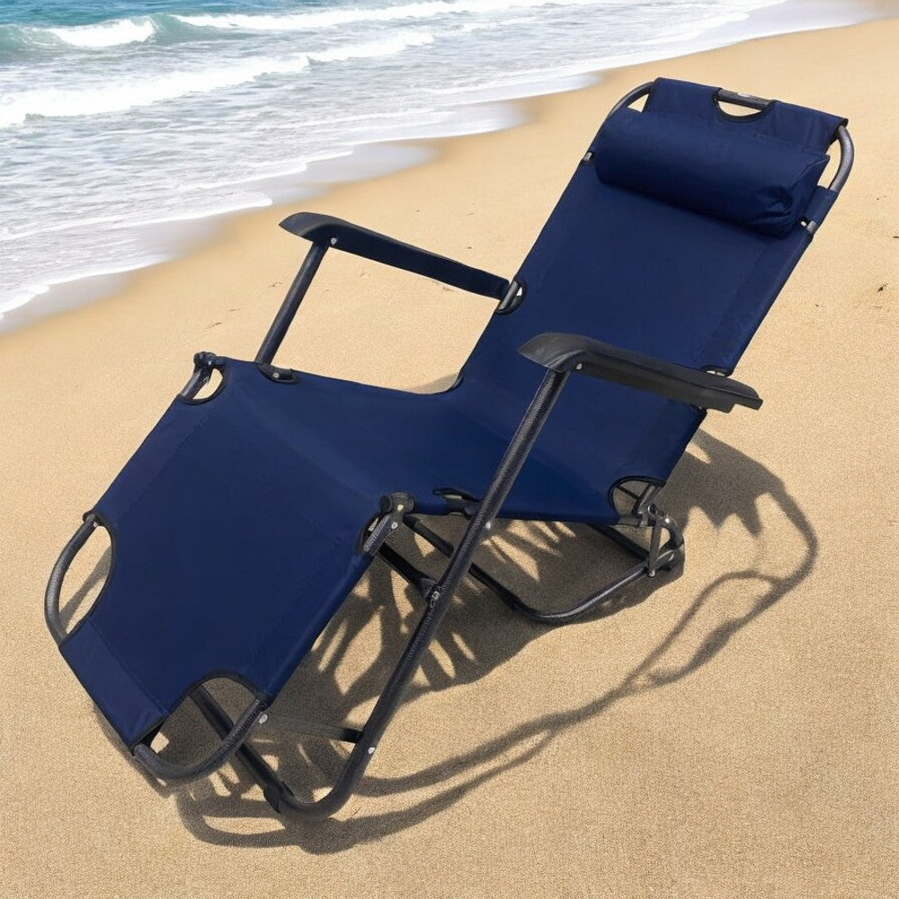 Sdraio per esterno e mare richiudibile con braccioli e cuscino struttura in acciaio e tessuto in oxford