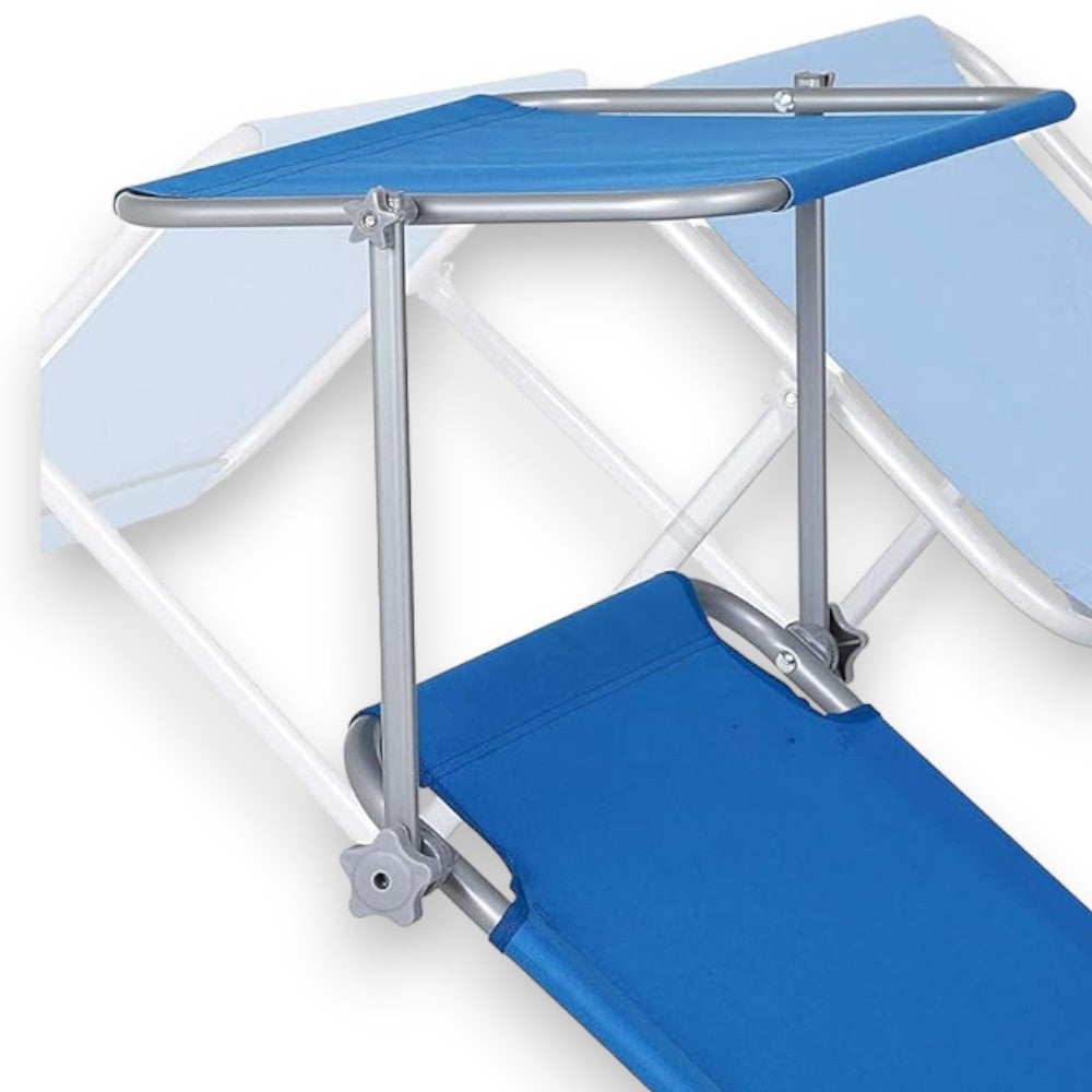 Lettini da spiaggia mare e esterno pieghevoli con parasole regolabile con struttura in acciaio e tessuto in oxford