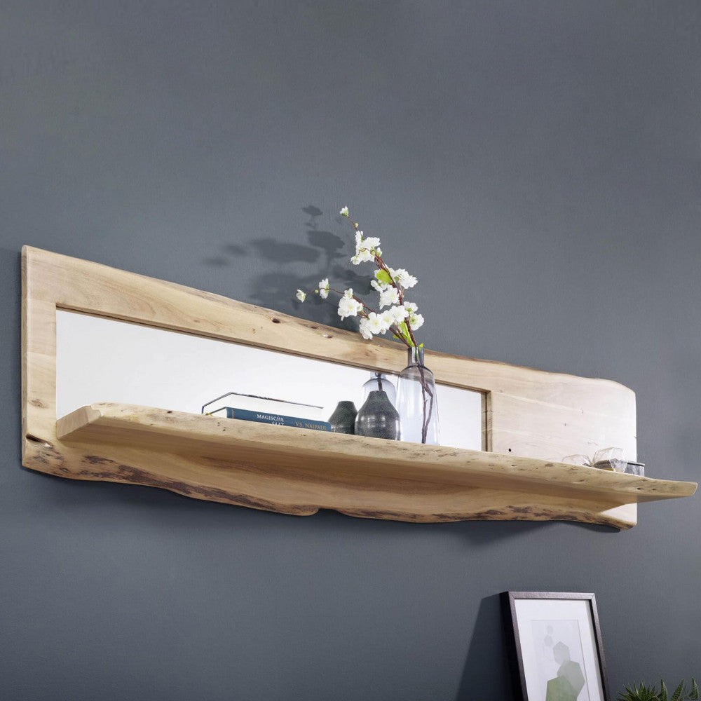 Mensola 120x22x38 cm da interno in legno di acacia con specchio Melbourne