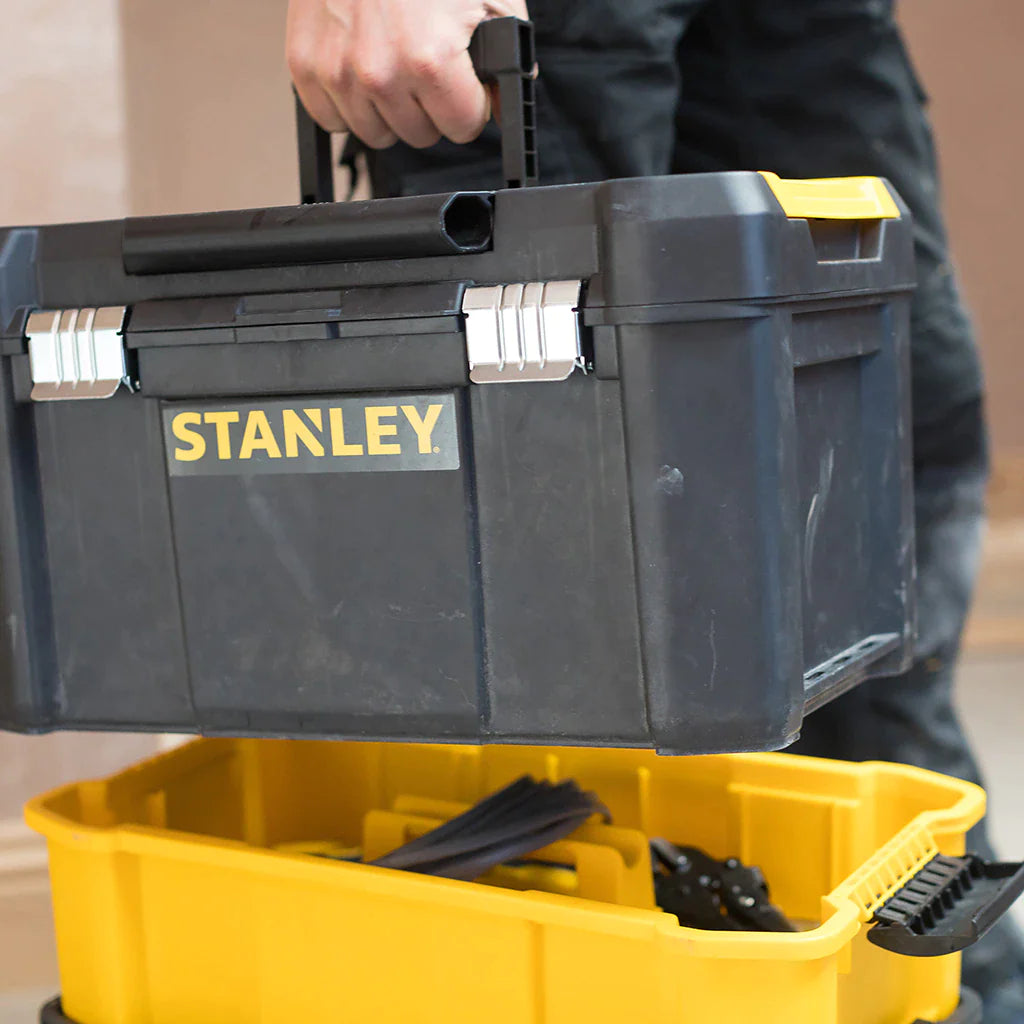 Carrello trolley porta attrezzi e minuterie con 3 livelli di stoccaggio e lucchettabile professionale STANLEY