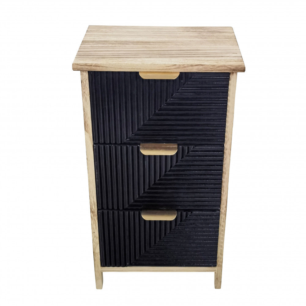 Mobiletto comodino in legno con tre cassetti 34x25xH60.5 cm Claiton