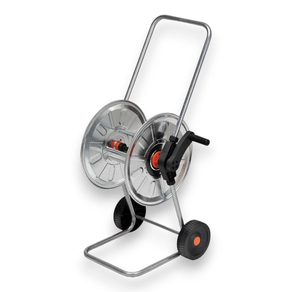 Carrello avvolgitubo da giardino con struttura in acciaio per tubi da 50 mt