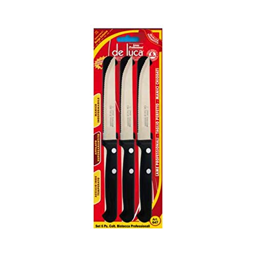 Set coltelli da bistecca con lama in acciaio inox temperata 11 cm 6 pezzi manico polipropilene lavabili in lavastoviglie