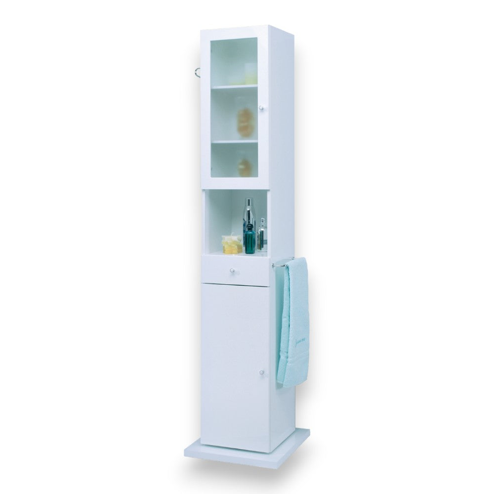 Mobile colonna bagno multiuso girevole 42x42xH188 cm in legno