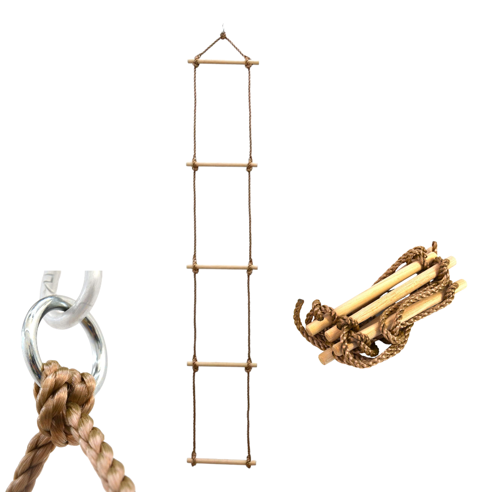 Scaletta in corda e legno per bambini con moschettone max 50 kg