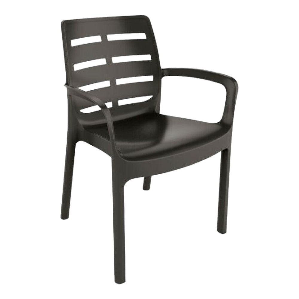 Sedia con braccioli in polipropilene impilabile per esterno 61x56xH82 cm