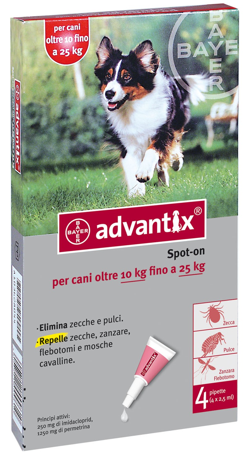 Advantix per cani da 10 a 25 Kg Spot-On repellente contro pulci zecche zanzare BAYER