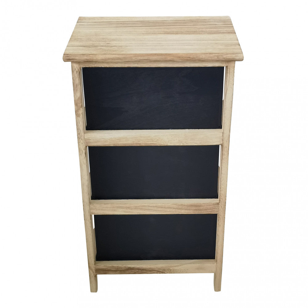 Mobiletto comodino in legno con tre cassetti 34x25xH60.5 cm Claiton