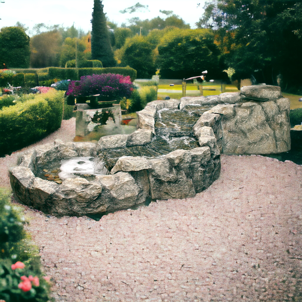 Fontana a cascata realistica in poliresina ultra resistente 384x206x95 cm SkyFall