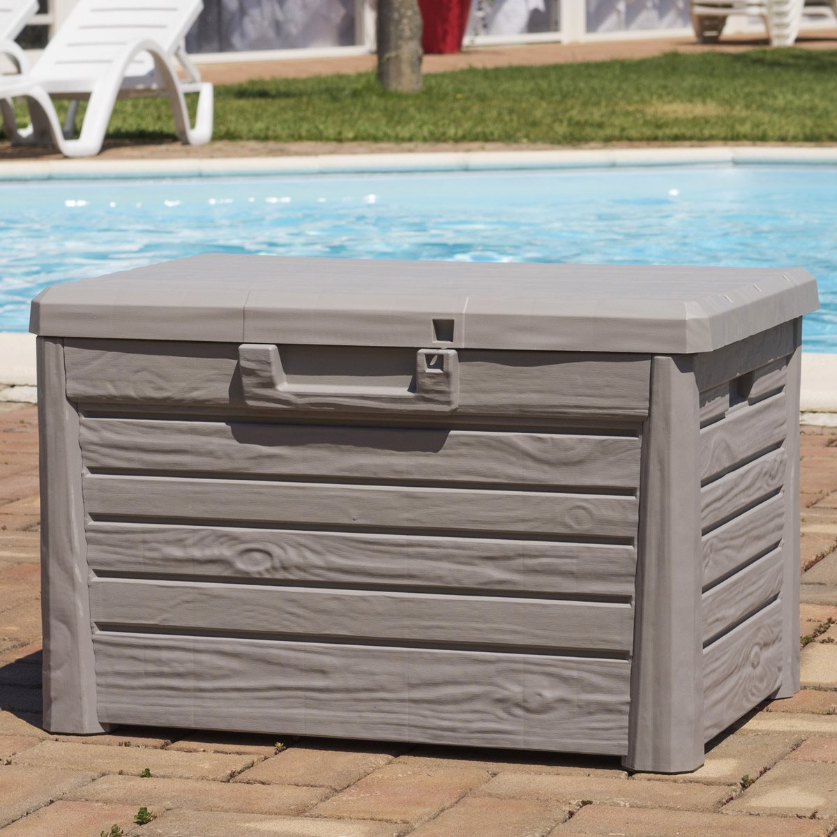 Baule in resina con coperchio73x46x50 cassapanca multiuso Florida Compact