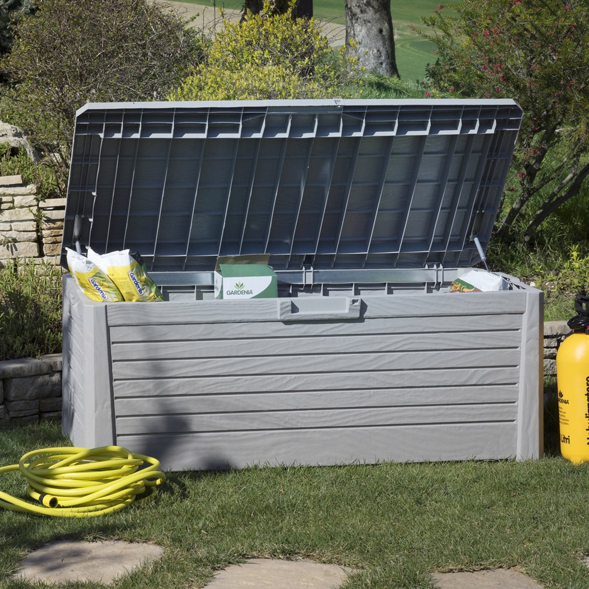 Baule 147x72x60 cassapanca multiuso in resina 550 lt Florida