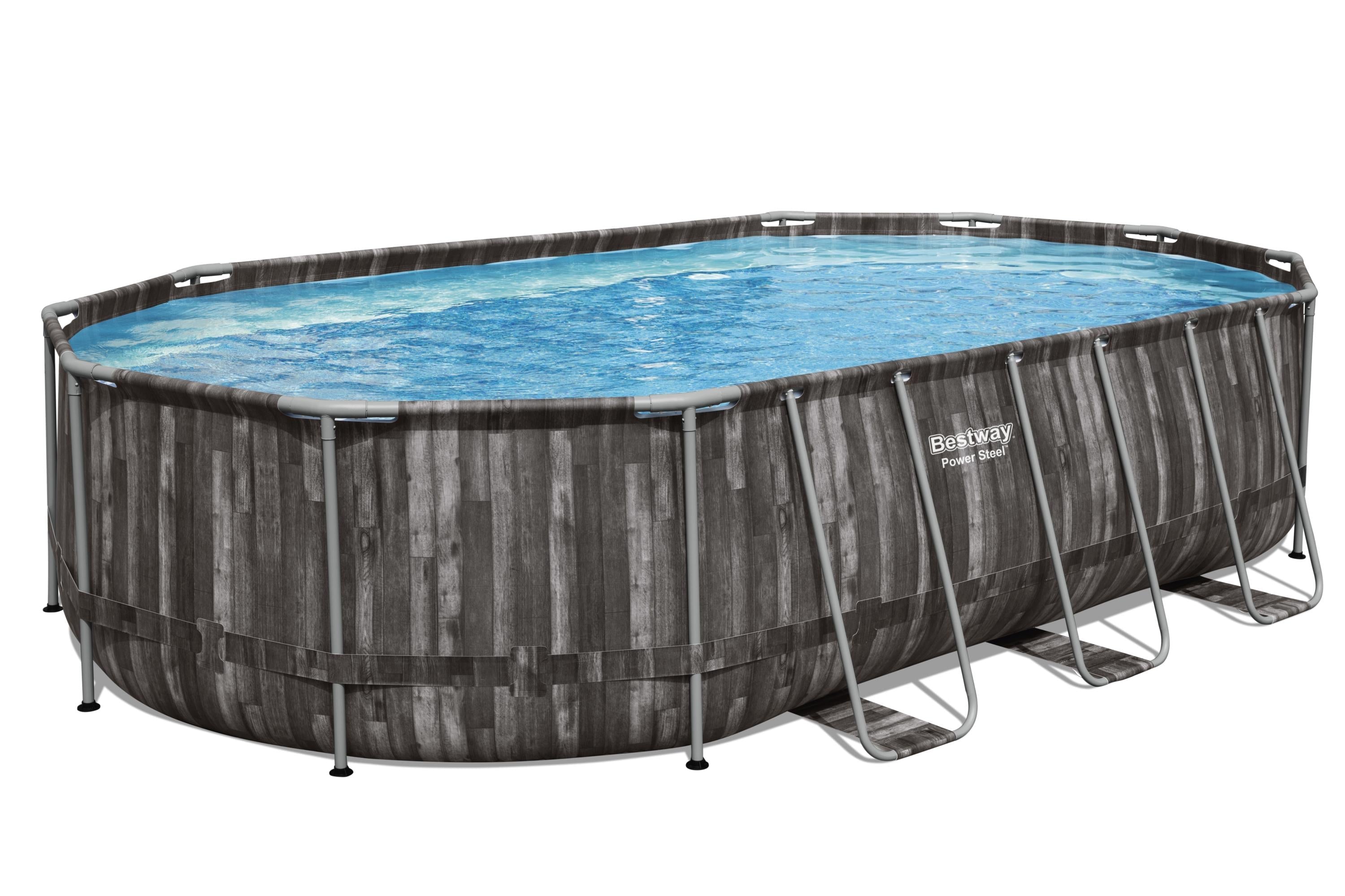 Piscina Ovale effetto legno Power Steel 610x366x122 Bestway 5611R