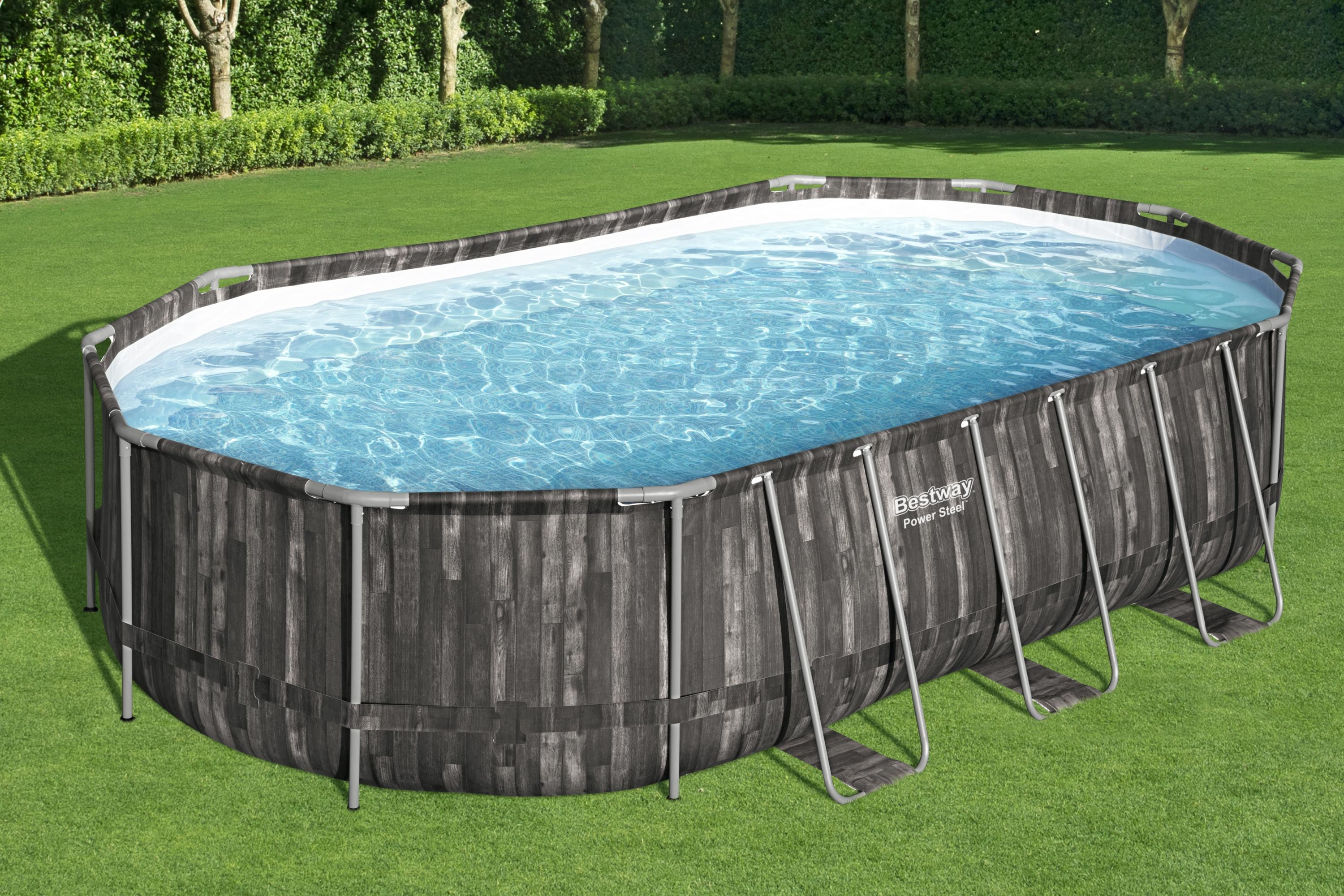 Piscina Ovale effetto legno Power Steel 610x366x122 Bestway 5611R