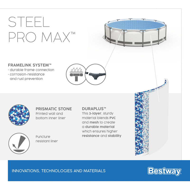 Piscina rotonda Steel Pro MAX in acciaio 488x122 cm Bestway 5612Z