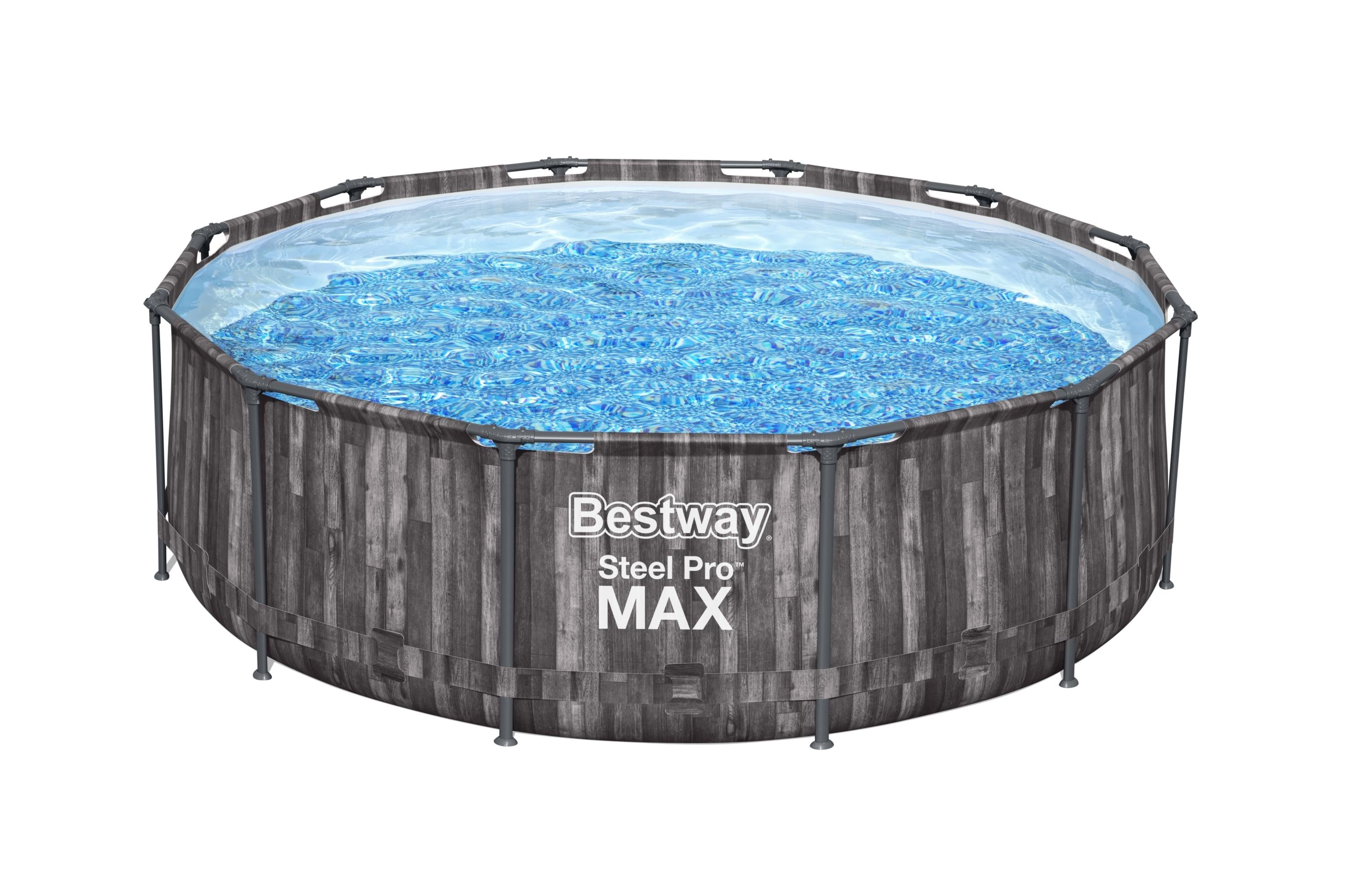Piscina con struttura rotonda effetto legno Steel Pro MAX 366x100 cm Bestway 5614X