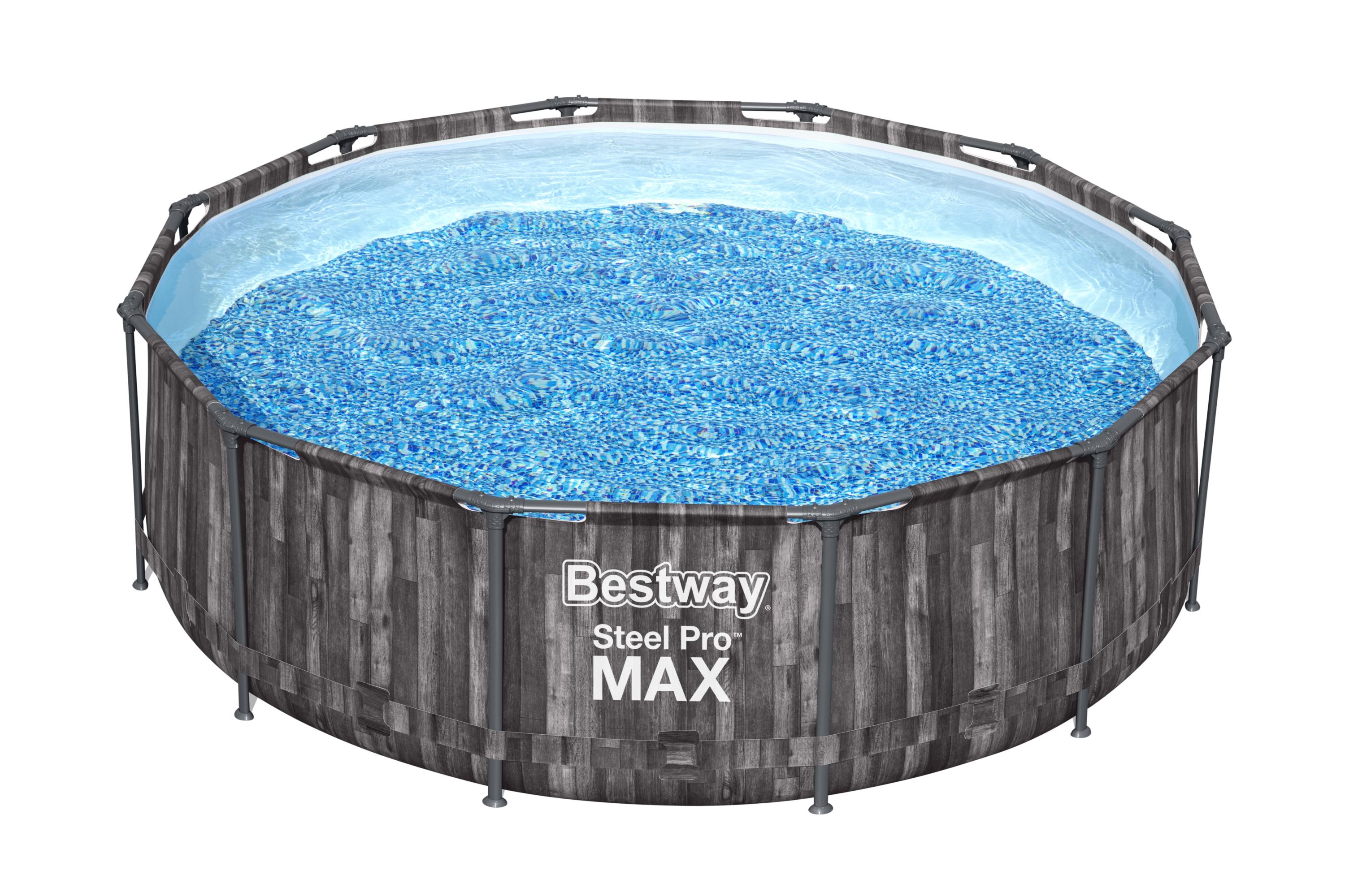 Piscina con struttura rotonda effetto legno Steel Pro MAX 366x100 cm Bestway 5614X