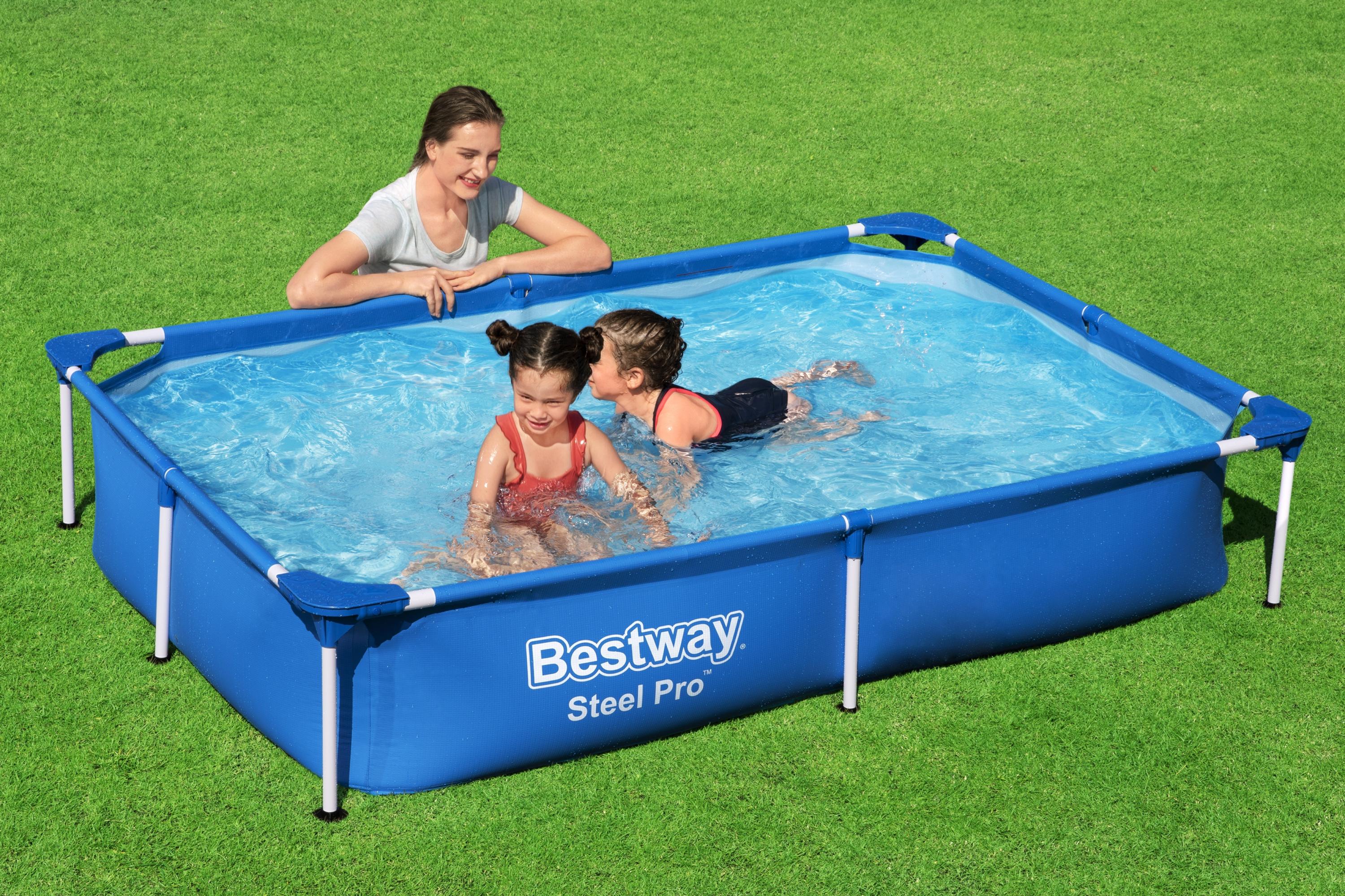 Piscina bassa rettangolare per bambini 221x150xh43 cm Steel Pro Frame Bestway 56401
