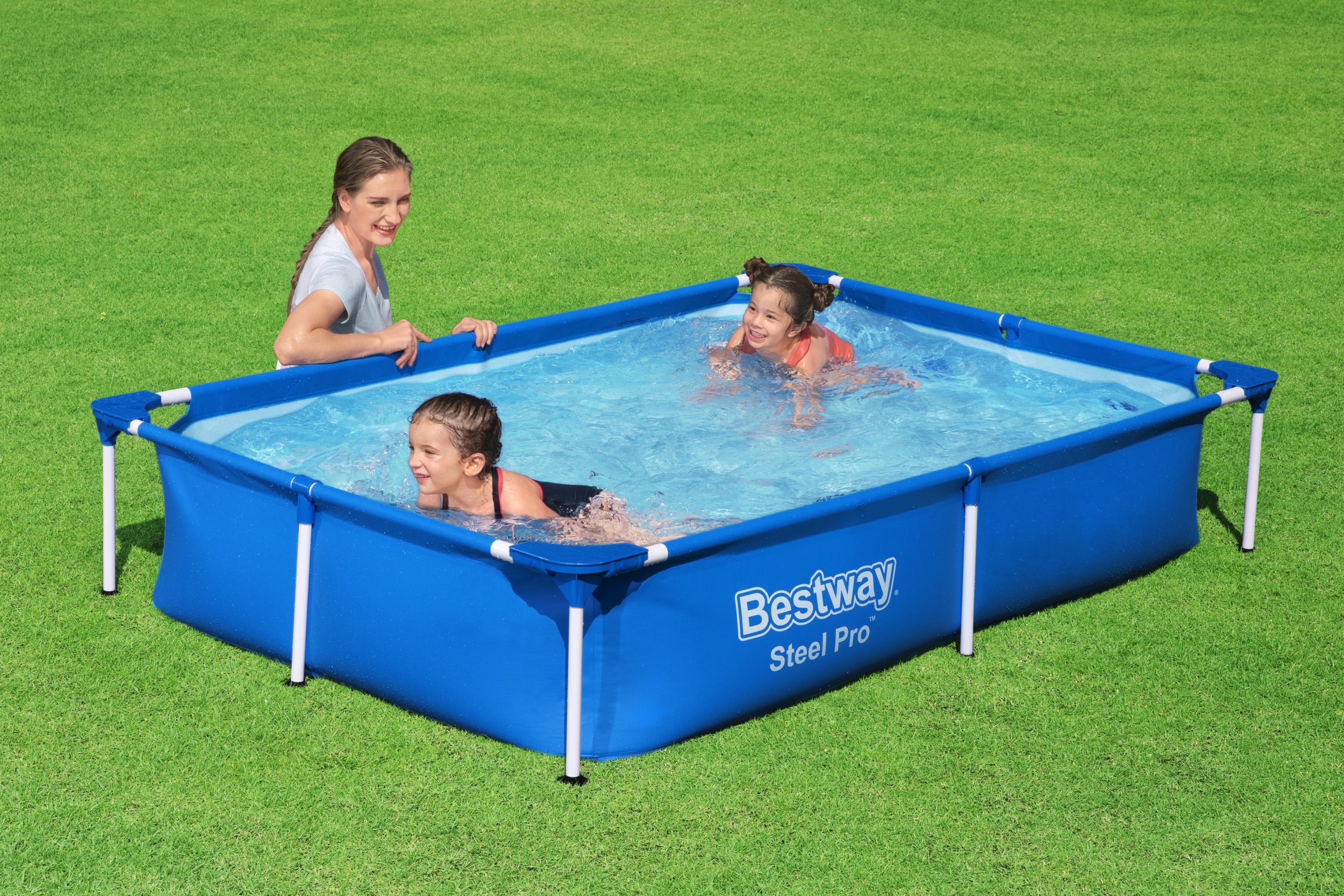 Piscina bassa rettangolare per bambini 221x150xh43 cm Steel Pro Frame Bestway 56401