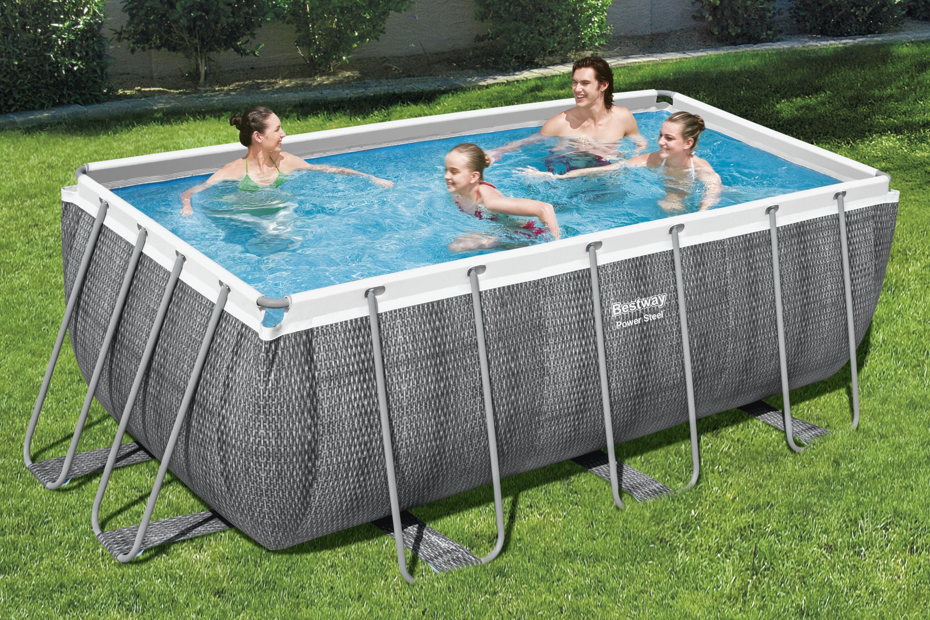 Piscina con struttura rettangolare rattan 4.12m x 2.01m x 1.22m Power Steel Bestway 56722