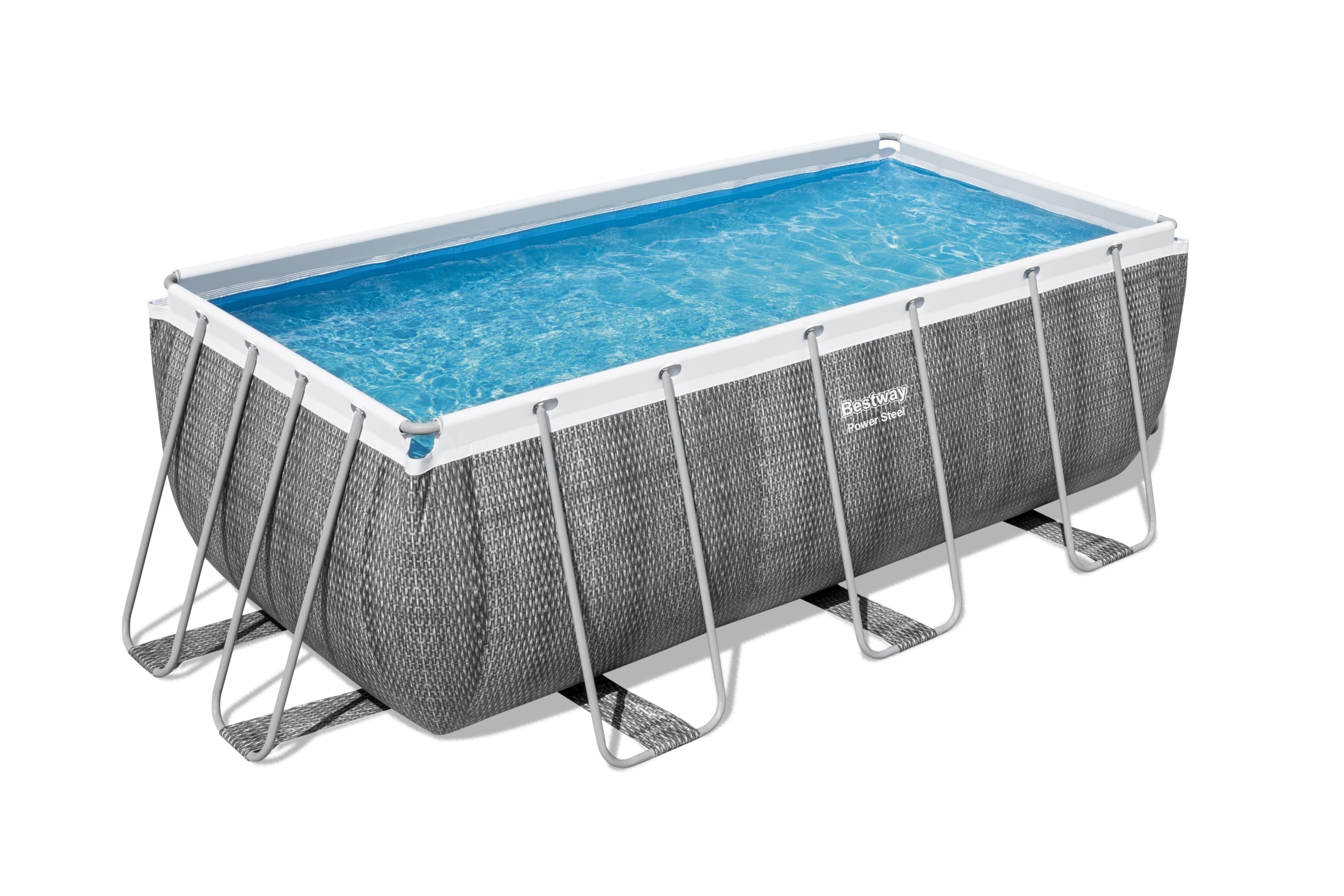 Piscina con struttura rettangolare rattan 4.12m x 2.01m x 1.22m Power Steel Bestway 56722