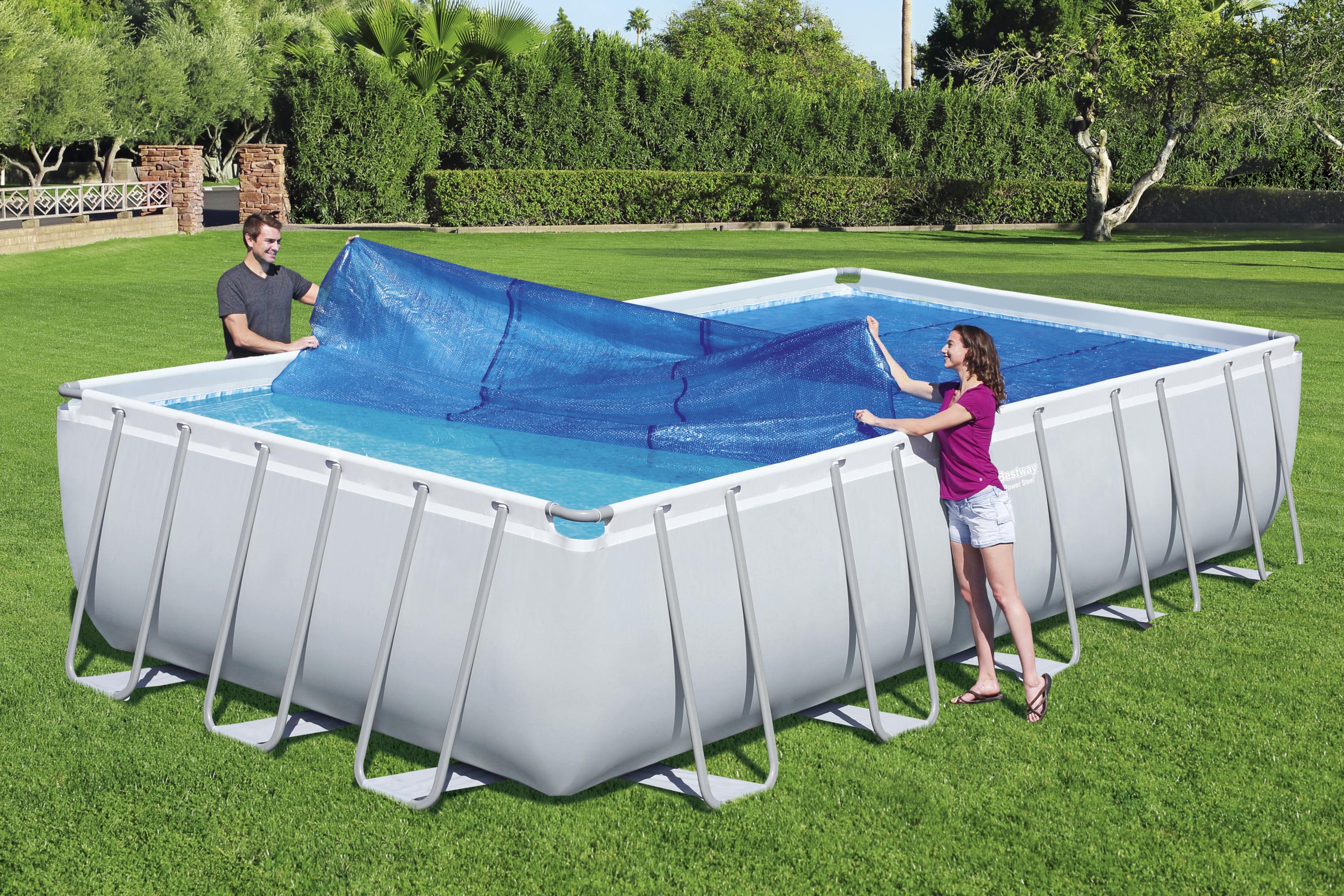 Telo copertura solare termica per piscina rettangolare 732x366x132 cm Besyway 58228