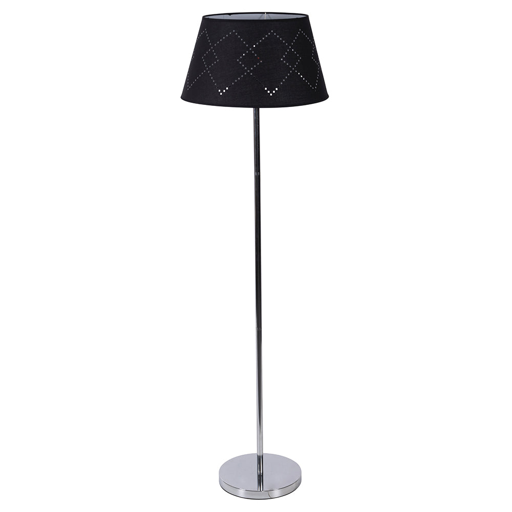 Lampada lume a piantana base cromata silver paralume nero h 138 cm Sibilla