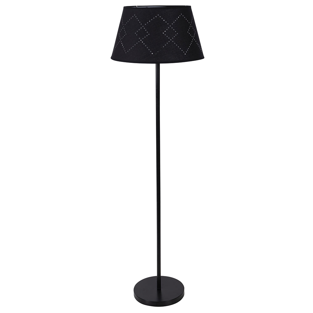 Lampada piantana base satinata nera paralume nero h 138 cm Sibilla