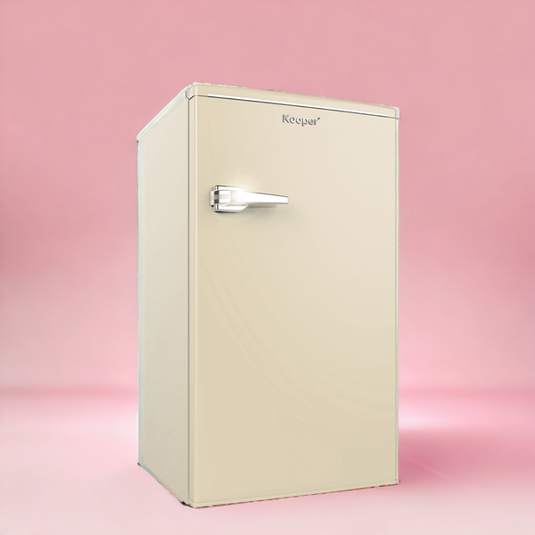 Vintage single door mini fridge 90 liter space-saving Ivory