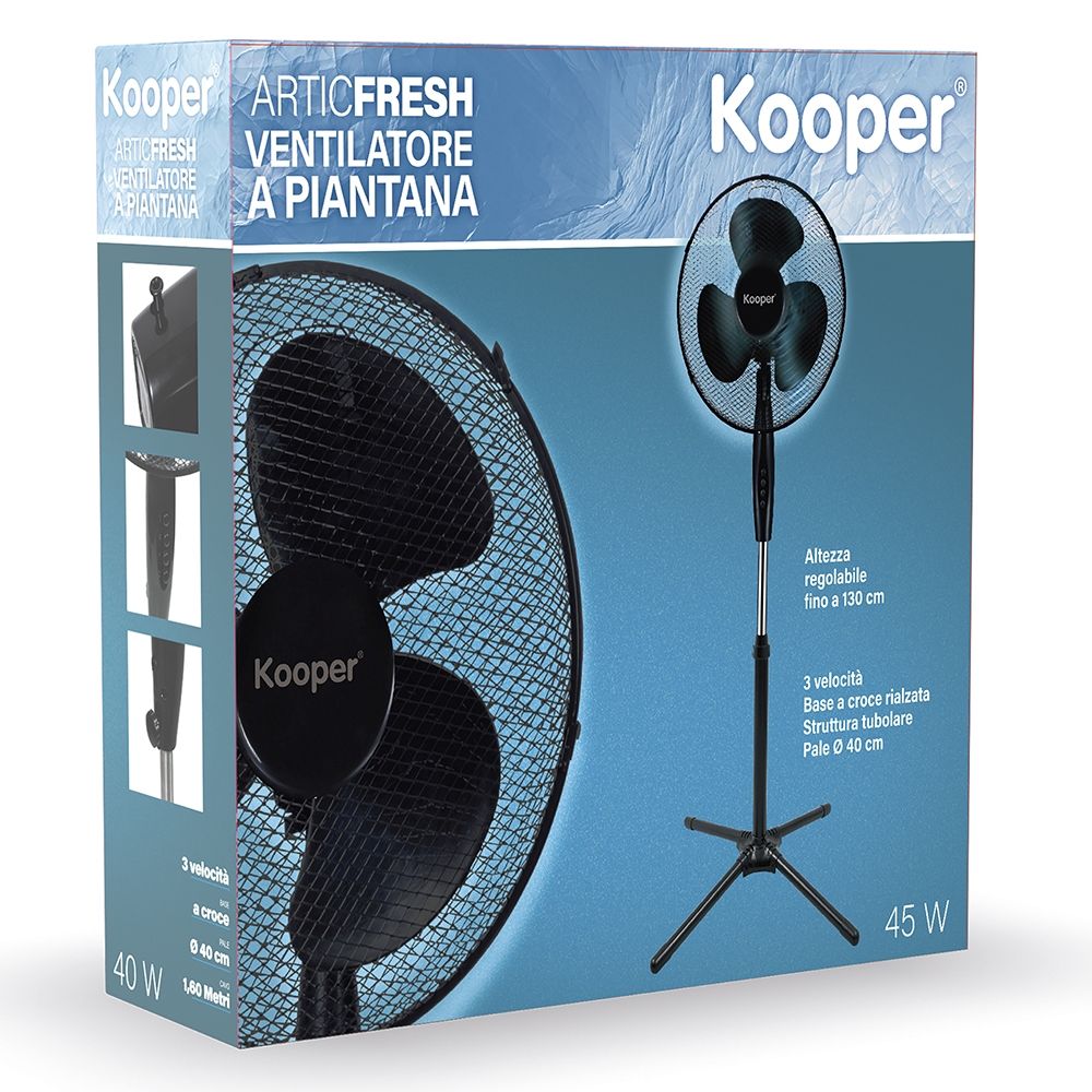 Ventilatore a piantana base a croce 3 velocit con oscillazione 45 W h133 cm nero ArticFresh