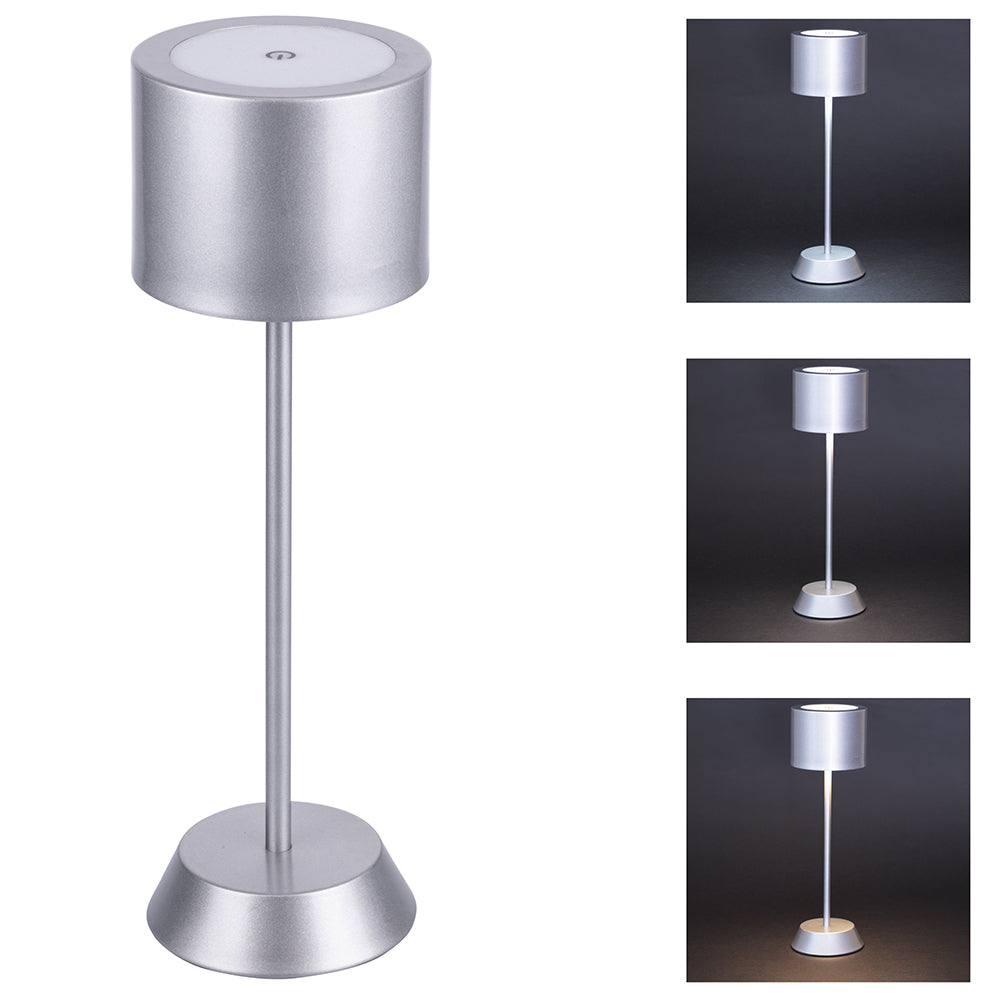 Lampada da tavolo con sensore touch silver ricaricabile 3 intensit di luminosit Aladina