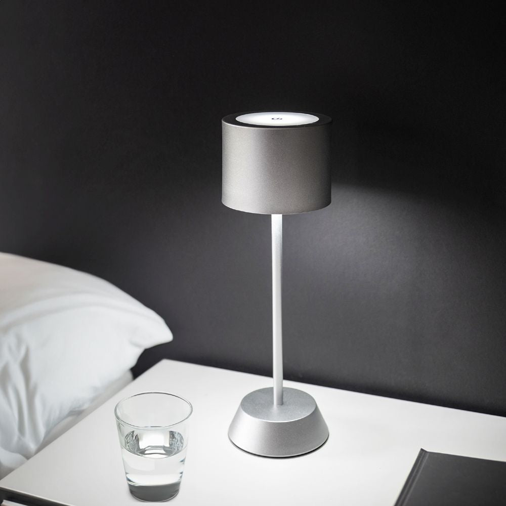 Lampada da tavolo con sensore touch silver ricaricabile 3 intensit di luminosit Aladina