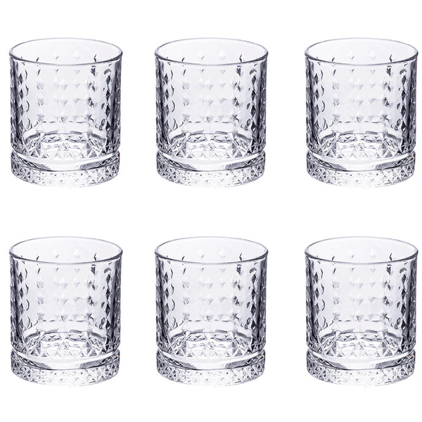 Set 6 bicchieri acqua trasparenti 400 ml in vetro Classic Rombi