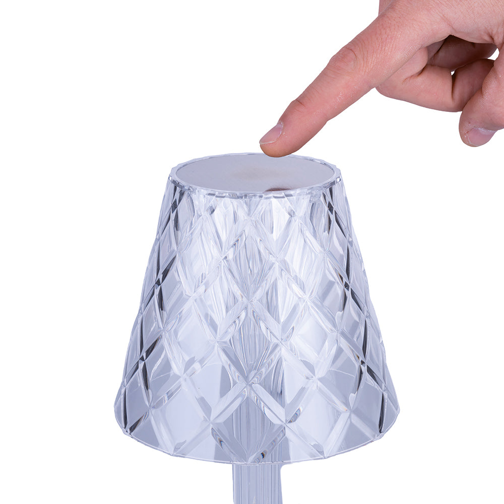 Lampada da tavolo touch trasparente ricaricabile 3 temperature di luce Diamond Crystal