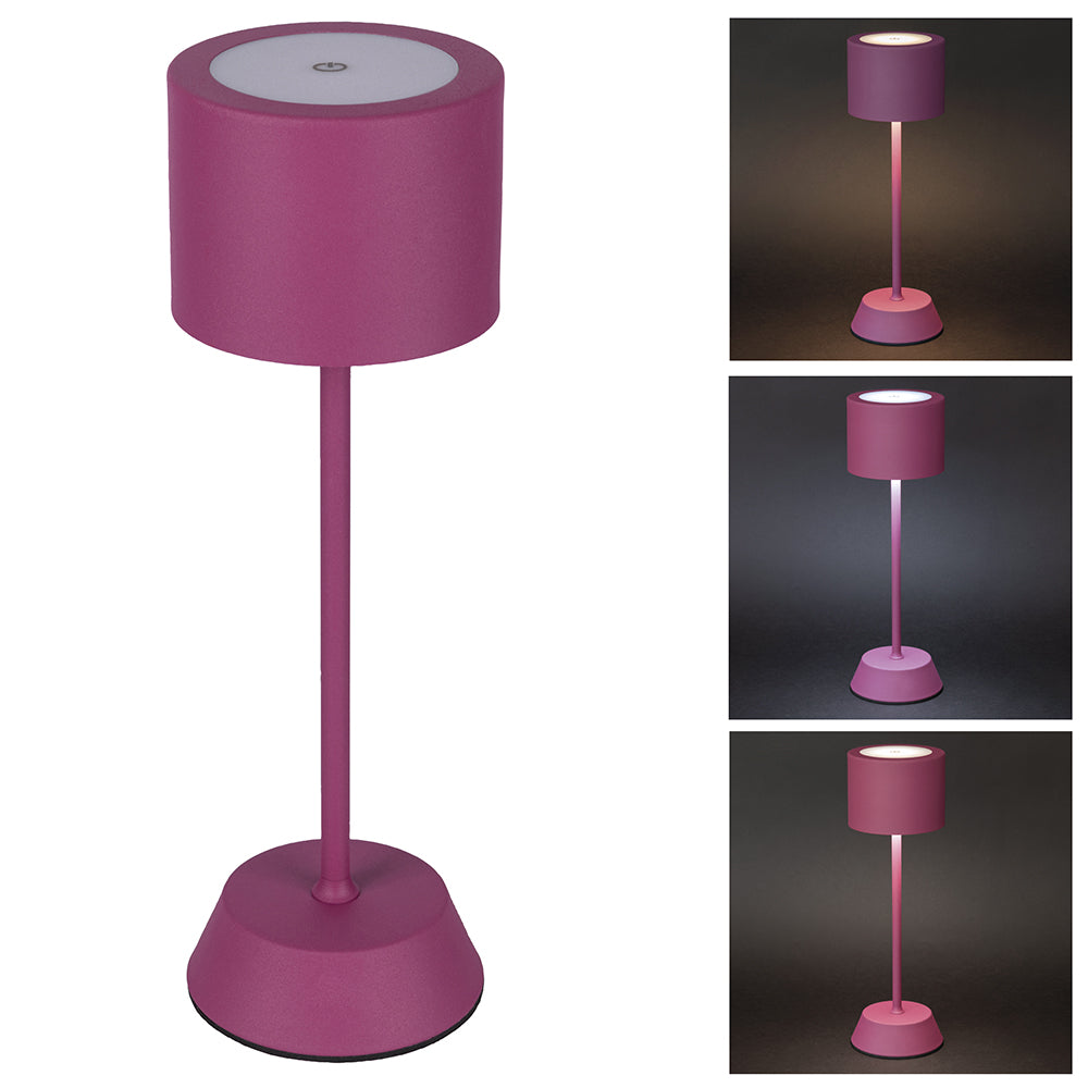 Lampada da tavolo con sensore touch ricaricabile 3 intensit di luminosit fucsia Aladina