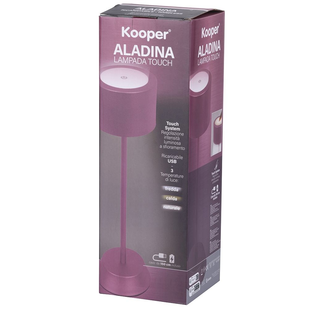 Lampada da tavolo con sensore touch ricaricabile 3 intensit di luminosit fucsia Aladina