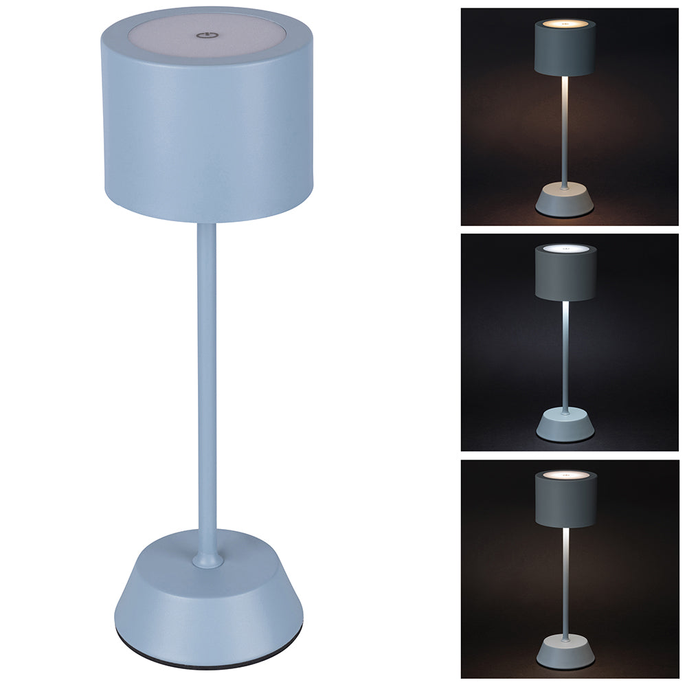 Lampada da tavolo con sensore touch ricaricabile 3 intensit di luminosit celeste polvere Aladina