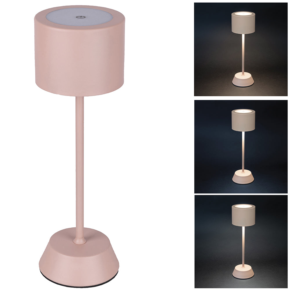 Lampada da tavolo con sensore touch ricaricabile 3 intensit di luminosit rosa cipria Aladina