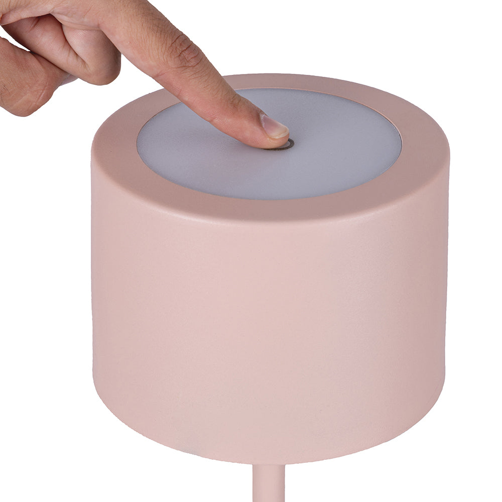 Lampada da tavolo con sensore touch ricaricabile 3 intensit di luminosit rosa cipria Aladina