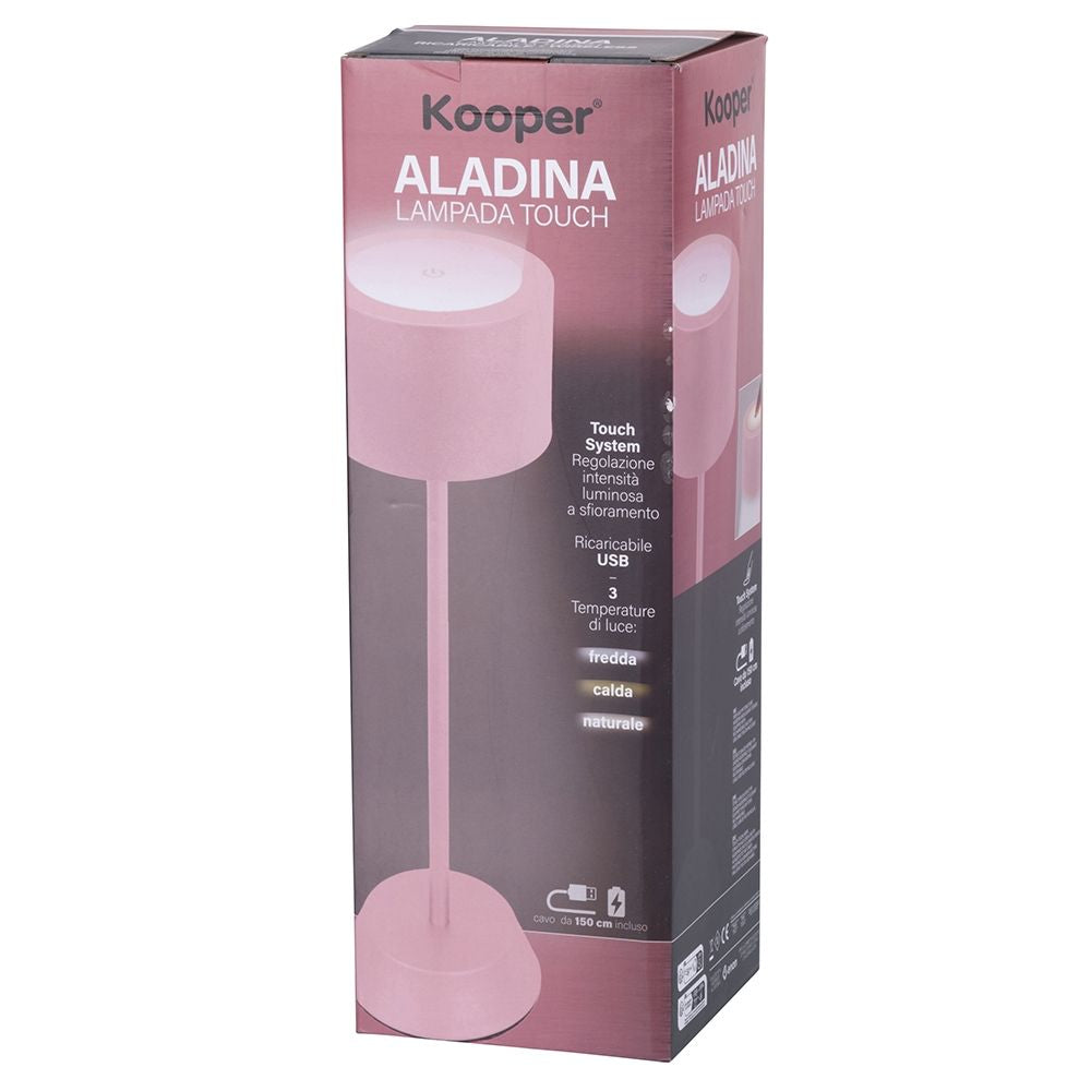 Lampada da tavolo con sensore touch ricaricabile 3 intensit di luminosit rosa cipria Aladina