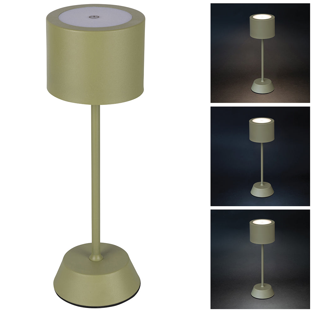 Lampada da tavolo con sensore touch ricaricabile 3 intensit di luminosit verde militare Aladina